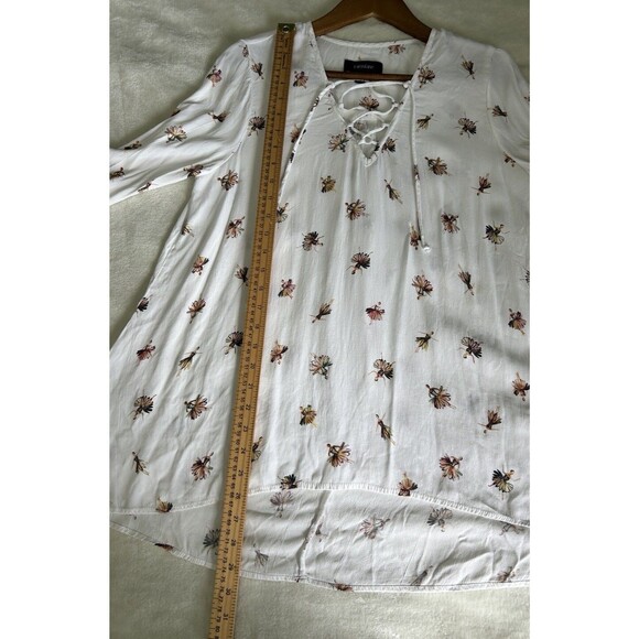 Karen Kane Womens Shirt Small Ballerina Print Flowy Lace Up Fairy Whimsical - Picture 6 of 12